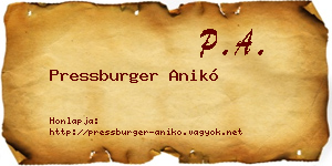Pressburger Anikó névjegykártya